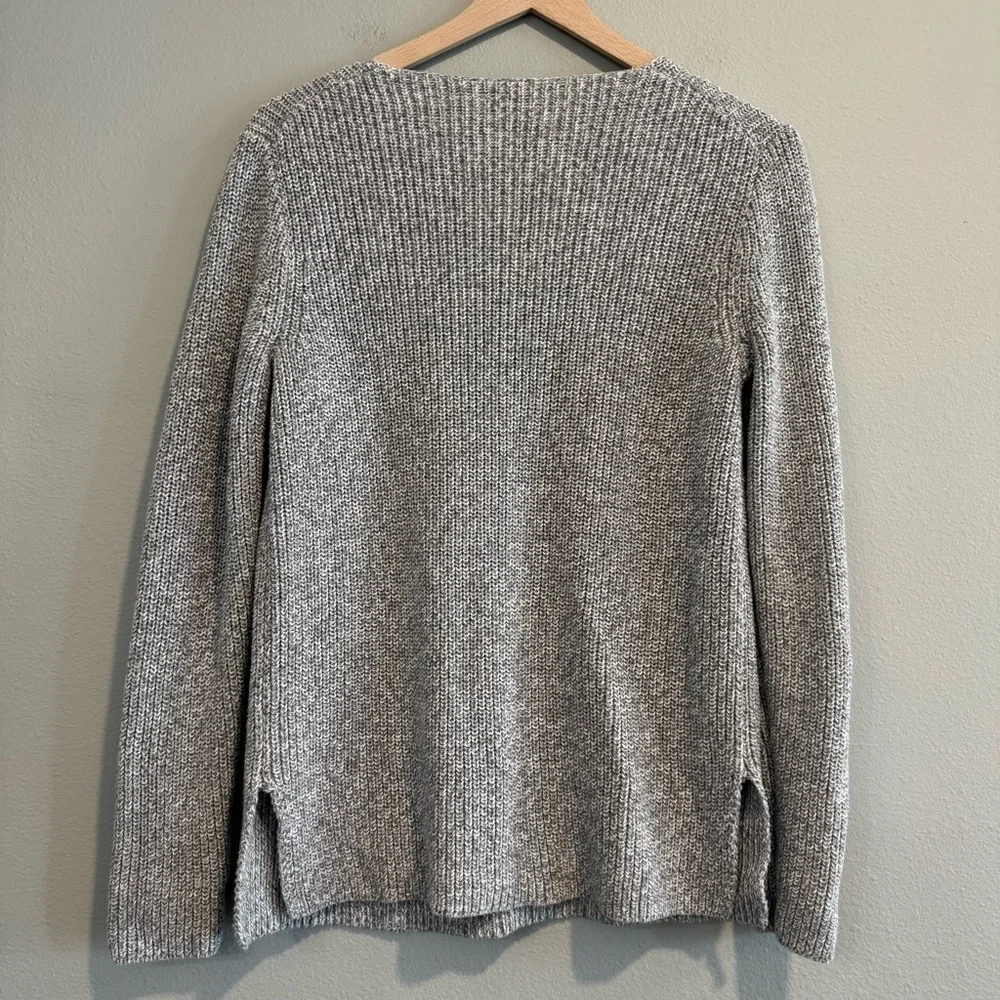 J. Crew Gray V-Neck Pullover Knit Sweater Cotton S